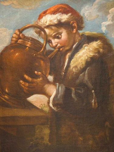 Young man with flask, by artist Bernard Keil
